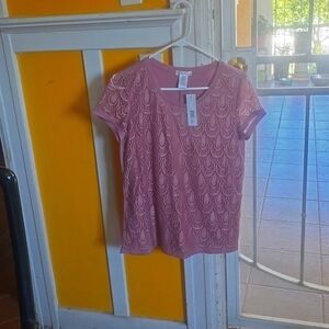 isela | Blush Pink Short Sleeve Layered Blouse Top